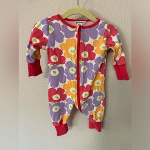 Marimekko Kids Floral Footie - Red, Purple, Orange